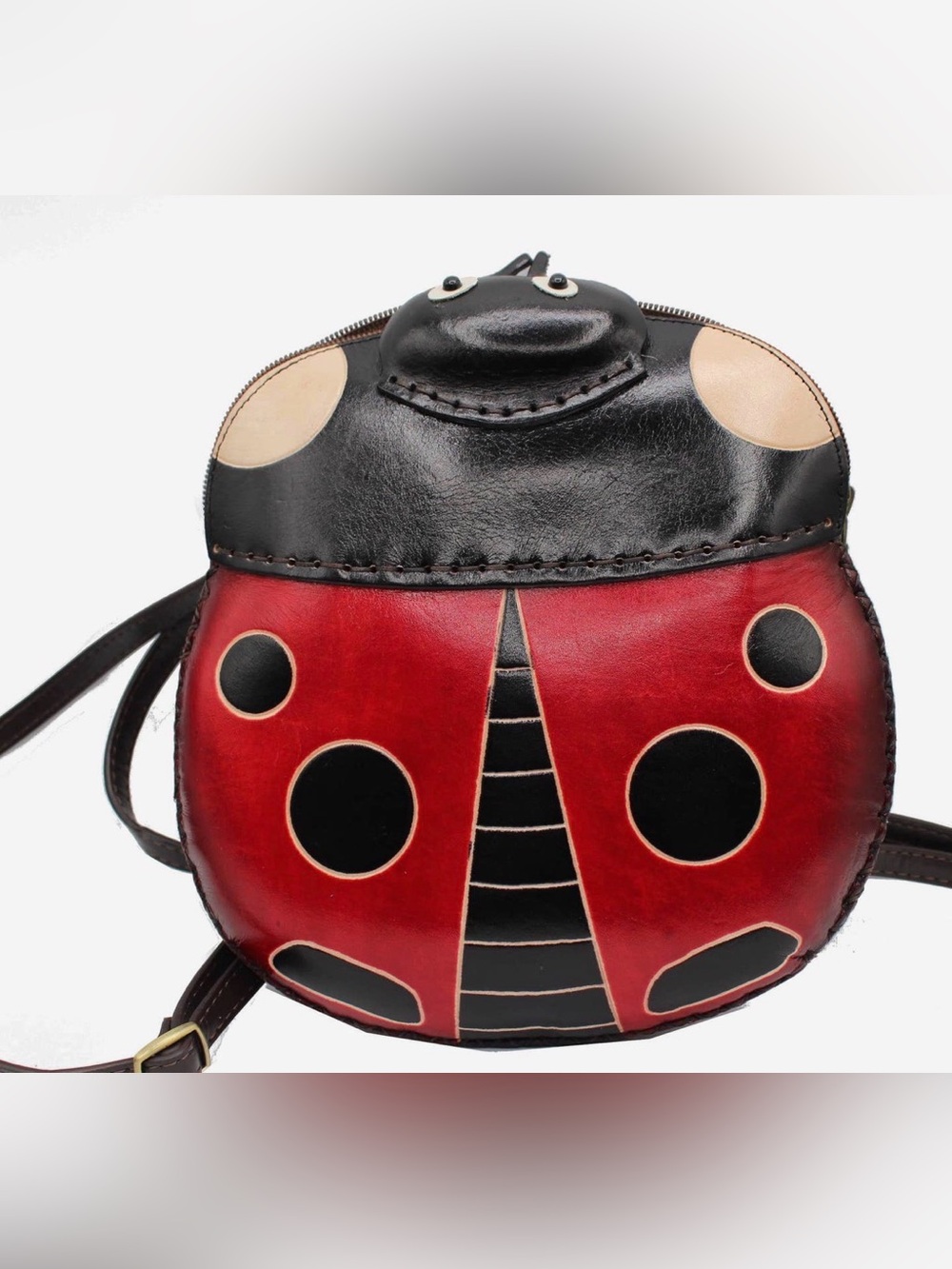 Ladybug Leather Crossbody Bag - Red and Black